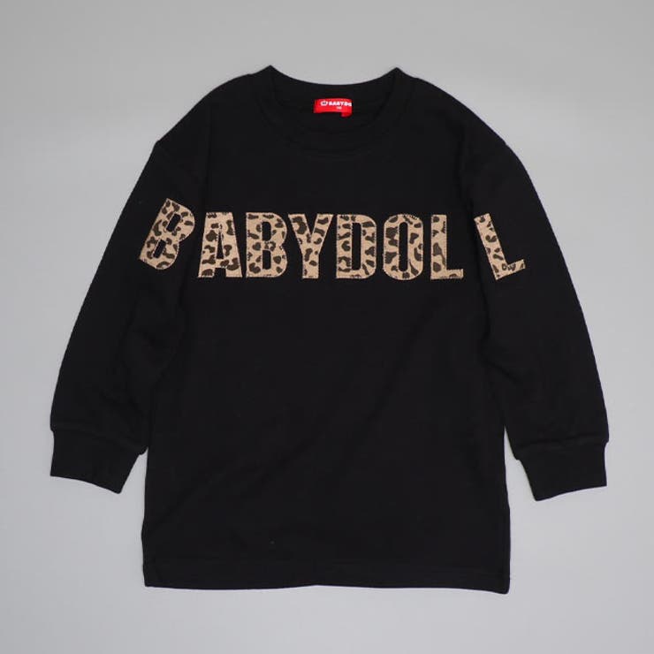 ブラック | 親子お揃い BIGヒョウ柄ロゴタイプロンT 1055K | BABYDOLL