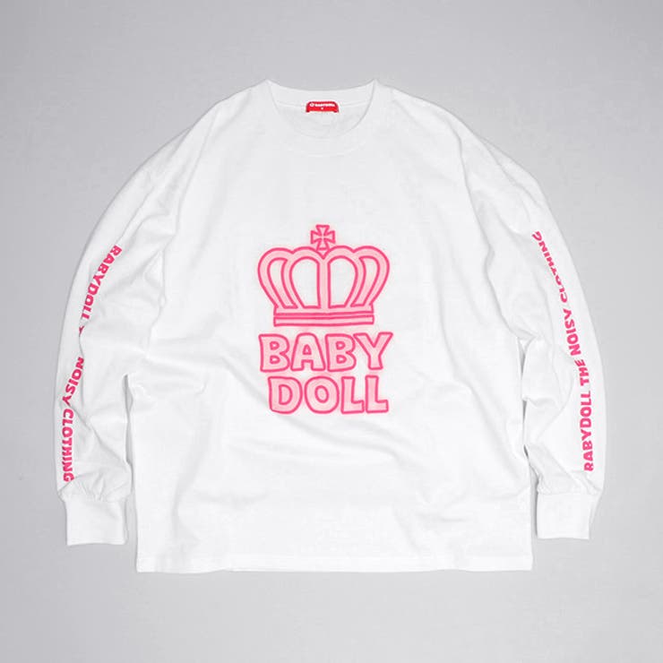 ホワイト×ピンク | 親子お揃い BIGネオン発泡プリントロンT 1056A | BABYDOLL