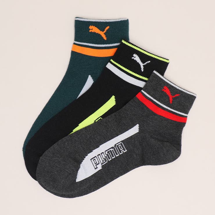 グリーン | WEB限定 PUMA 配色クルーソックス 3足セット 1089 | BABYDOLL