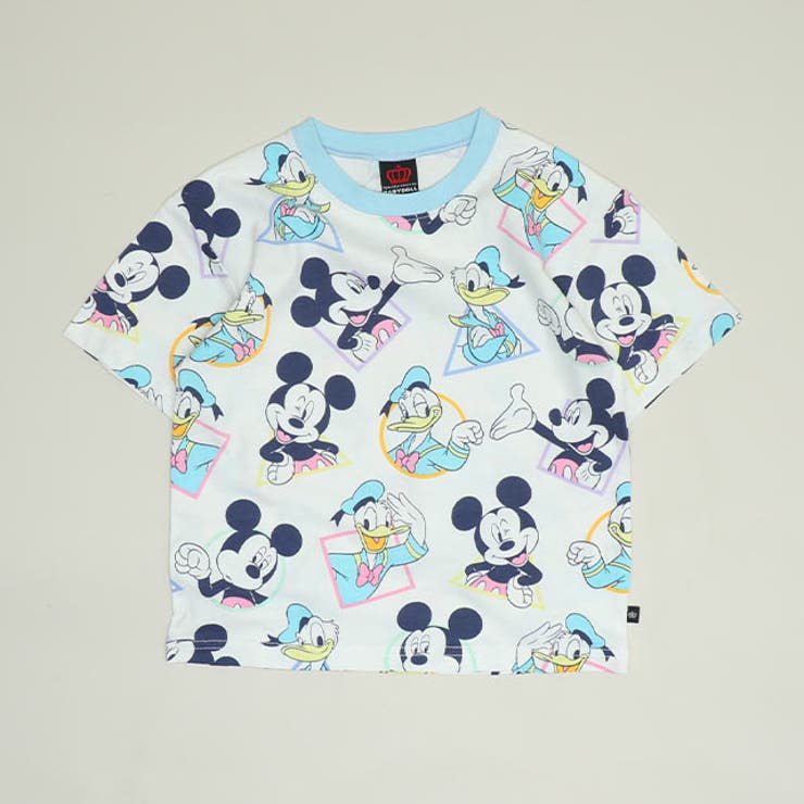 ミッキー＆ドナルド | 親子お揃い ディズニー WEB限定 パステル総柄Tシャツ 1332K | BABYDOLL