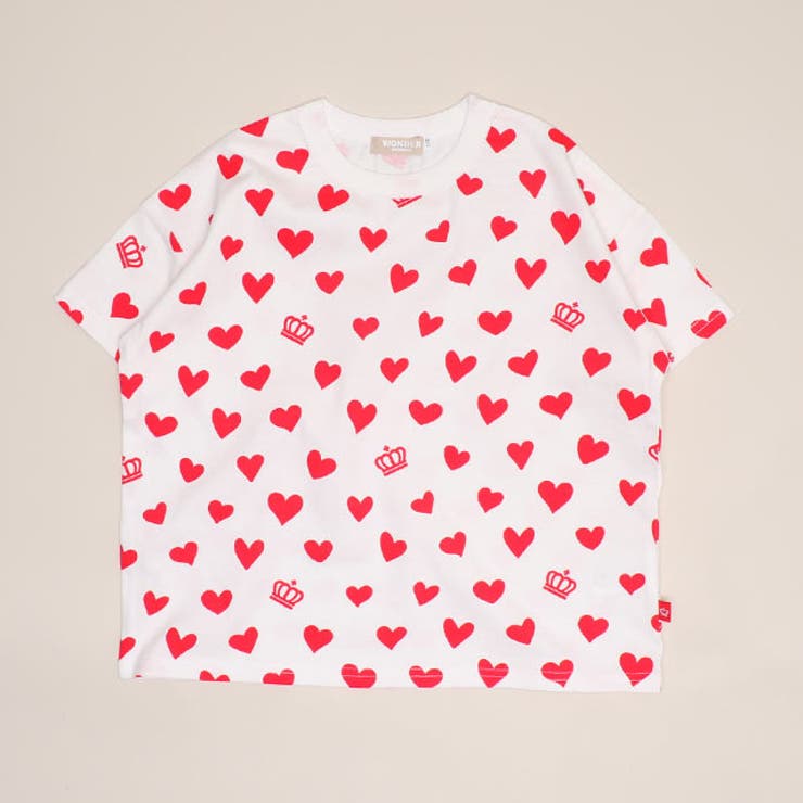 ハート×ホワイト | WEB限定 総柄Tシャツ 1355K | BABYDOLL