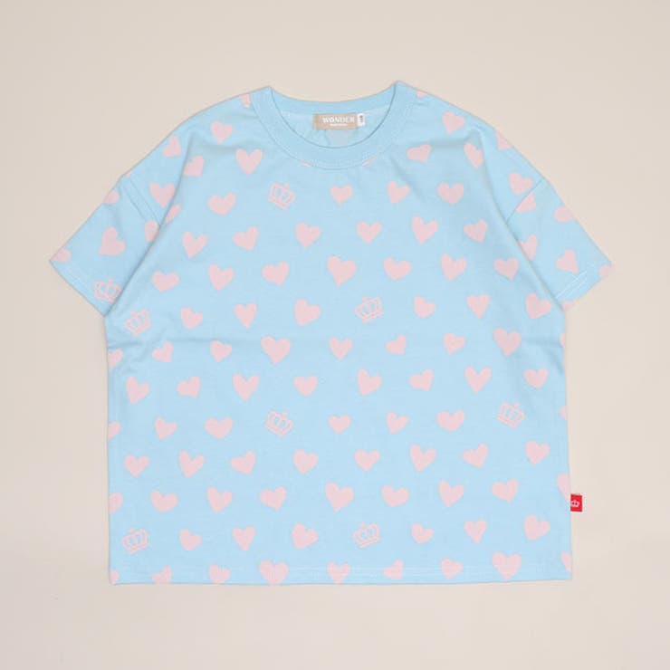 ハート×ライトブルー | WEB限定 総柄Tシャツ 1355K | BABYDOLL