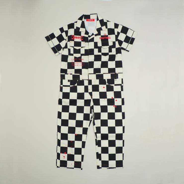 ブロックチェック | ツイル半袖つなぎ 1385K | BABYDOLL