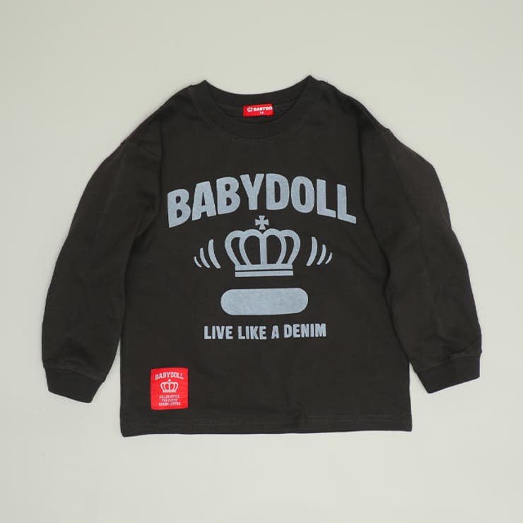 チャコール | 親子お揃い 抜染カレッジロンT 1391K | BABYDOLL