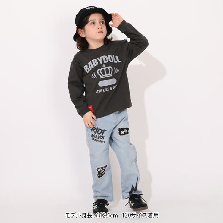 親子お揃い 抜染カレッジロンT 1391K | BABYDOLL | 詳細画像2 