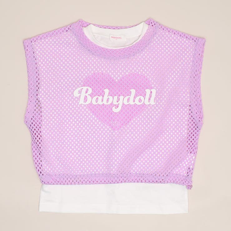 パープル | メッシュレイヤードTシャツ 1538K | BABYDOLL