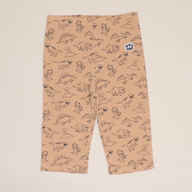 恐竜ベージュ | ウルトラストレッチ6分丈パンツ 総柄 1553K | BABYDOLL