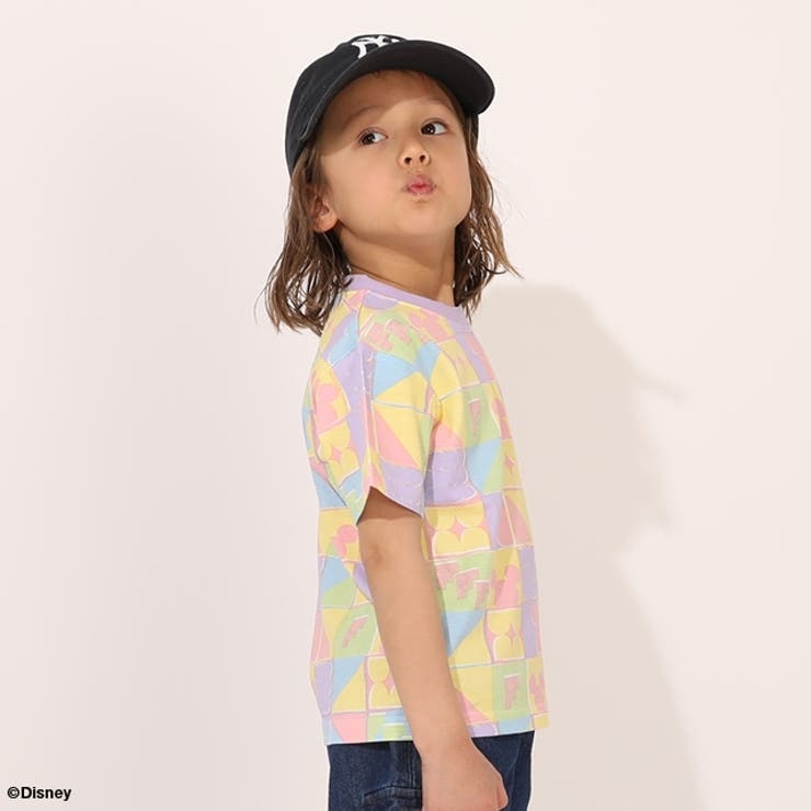 親子お揃い ディズニー WEB限定 パステルブロック総柄Tシャツ 1584K | BABYDOLL | 詳細画像7 