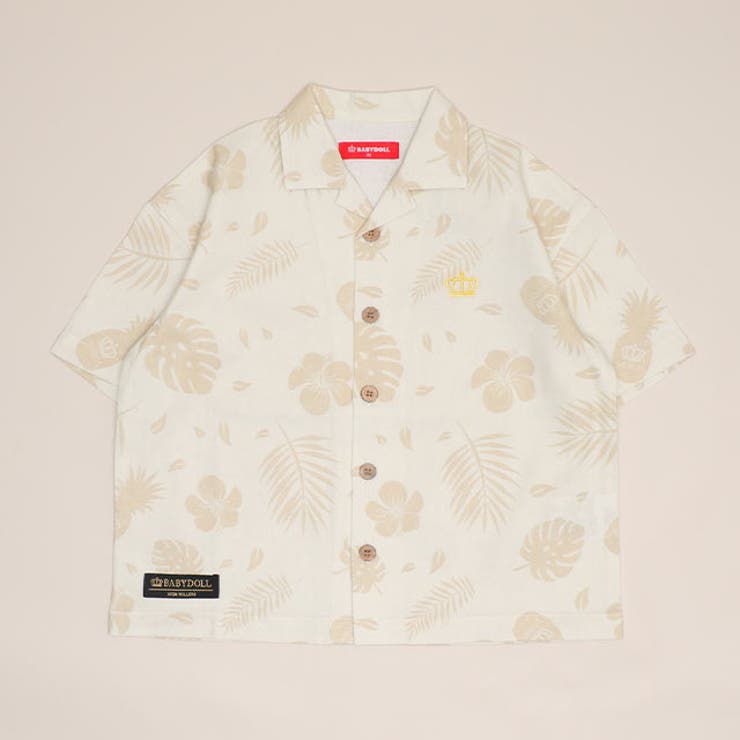 オフホワイト | 親子お揃い リゾート総柄半袖シャツ 1609K | BABYDOLL