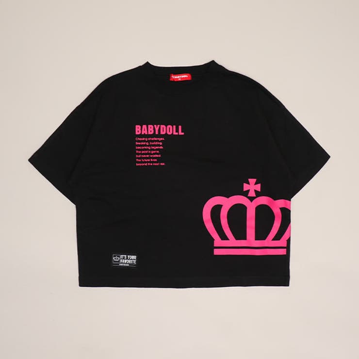 ブラック | 親子お揃い ネオンバックロゴTシャツ 1619K | BABYDOLL