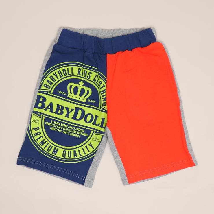 ネイビー×オレンジ | マルチカラースウェットハーフパンツ 1633K | BABYDOLL