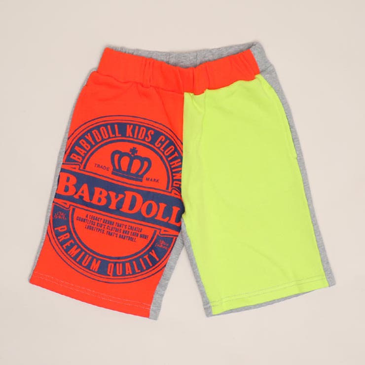 オレンジ×イエローグリーン | マルチカラースウェットハーフパンツ 1633K | BABYDOLL