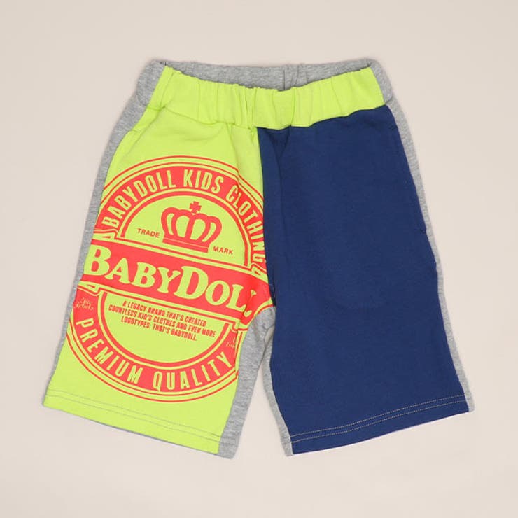 イエローグリーン×ネイビー | マルチカラースウェットハーフパンツ 1633K | BABYDOLL