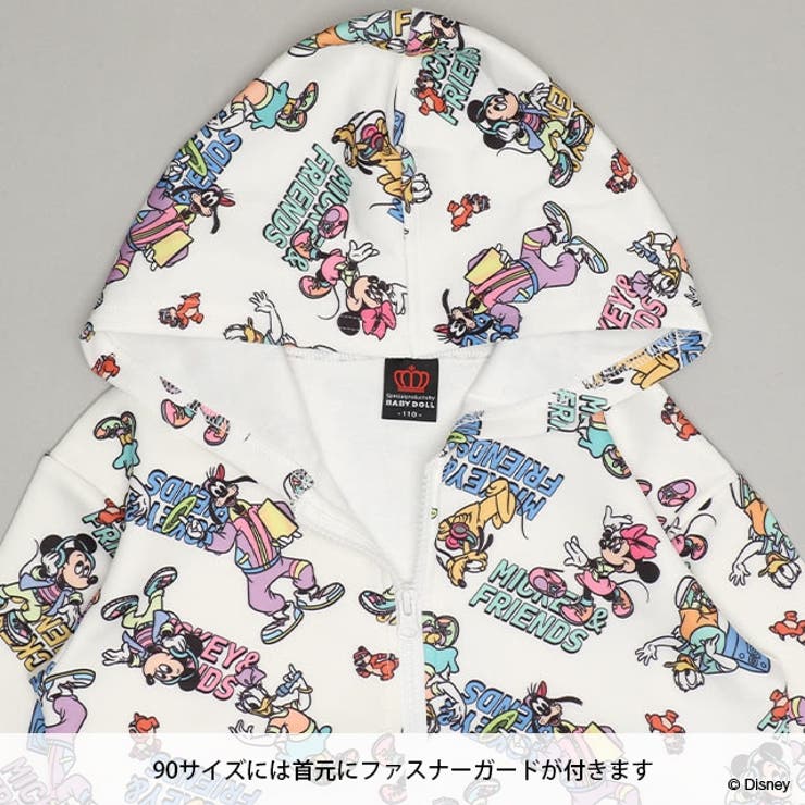 親子お揃い ディズニー レトロ総柄ジップパーカー 2014K | BABYDOLL | 詳細画像9 