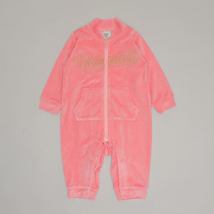 ソフトピンク | ベロアラインロンパース 2239B | BABYDOLL
