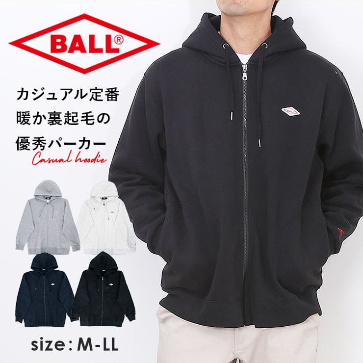 BALL 裏起毛 ワッペン付きフルジップパーカー | BACKYARD FAMILY | 詳細画像1 