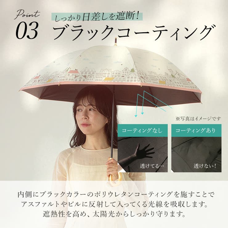 ブラックコーティング 晴雨兼用 50cm テキスタイル 長傘 | BACKYARD FAMILY | 詳細画像10 