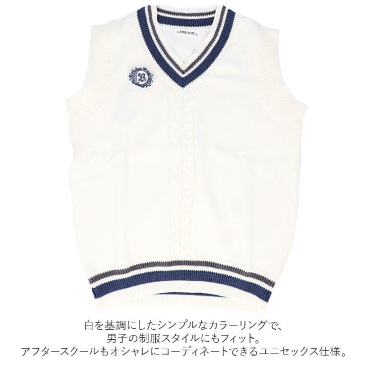 ライン入りニットベスト pk9376[品番：BCYW0015331]｜BACKYARD FAMILY