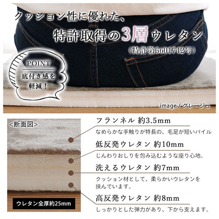 低反発高反発3層ウレタンフランネルチェアパッド 円形 | BACKYARD FAMILY | 詳細画像3 