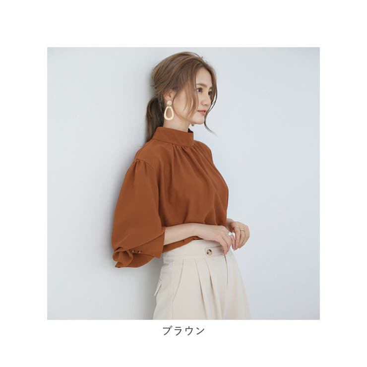 レディース ブラウス バルーンスリーブ 長袖 gtops4135[品番 
