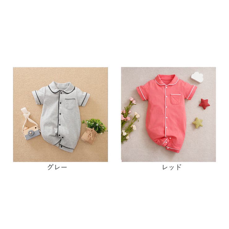 スポーツストア パジャマ風ロンパース半袖 lyrmwer01[品番：BCYW0017828 60（～64cm）以下