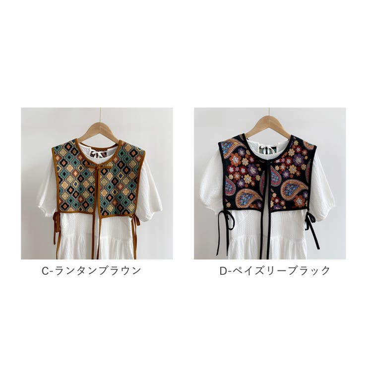 刺繍ベスト 総柄 ビスチェ ykpj1033[品番：BCYW0018304