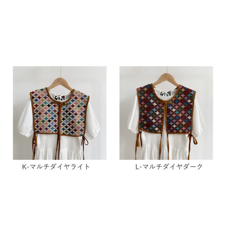 sanpo kuschel ぽつりぽつり花刺繍前開きベスト 返品交換送料
