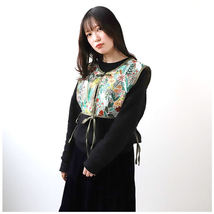 刺繍ベスト 総柄 ビスチェ ykpj1033[品番：BCYW0018304