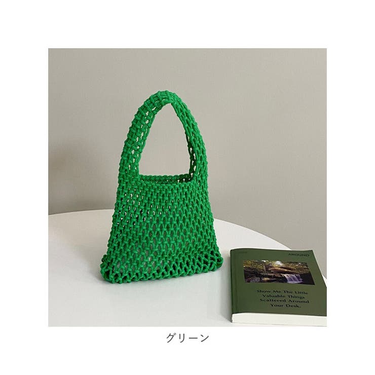 緑編み込みかごバッグ　たち吉 編みバッグ カゴバッグ 巾着付き かわいい lbebag244[品番
