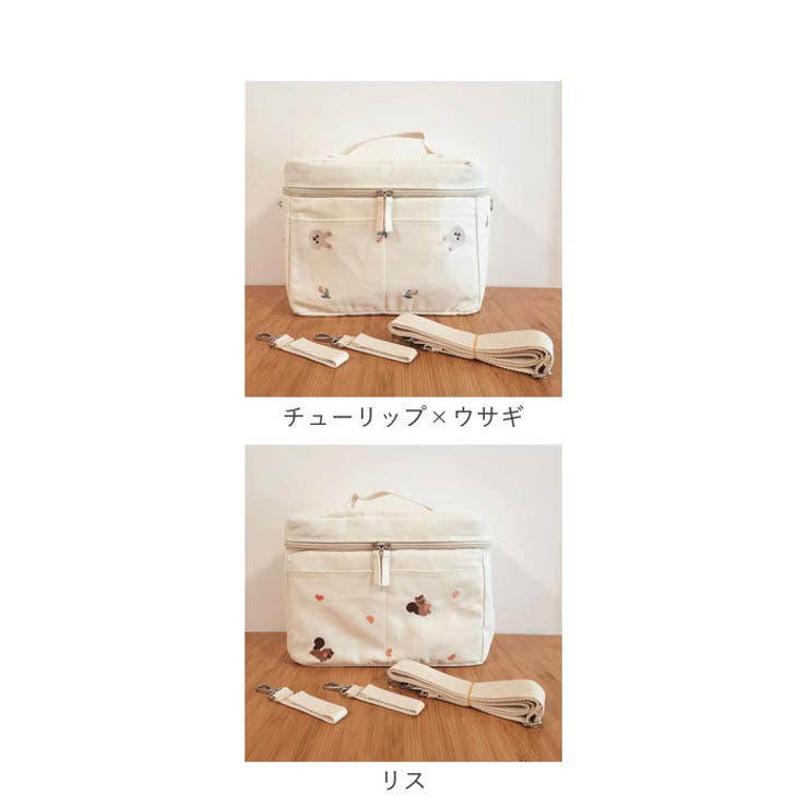ブランド公式通販サイト Bonpoint チェリー刺繍 白 マザーズバッグ 低く バッグ