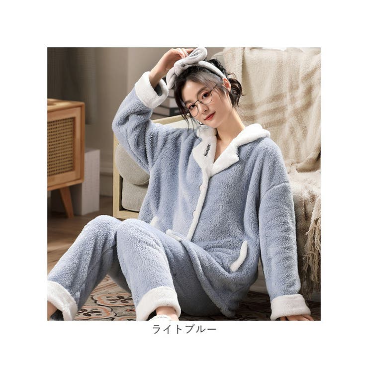 たま♡ブルーフラワーと　Мサイズ　ストレッチソフトボアもこもこルームウェア Amazon | [エメフィール] ストレッチ ソフトボア 長袖 上下 (S