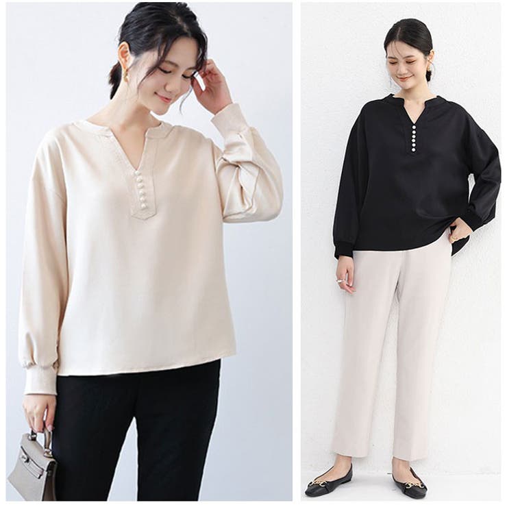 パール付キーネックブラウス ykkrrt2352 | BACKYARD FAMILY | 詳細画像4 