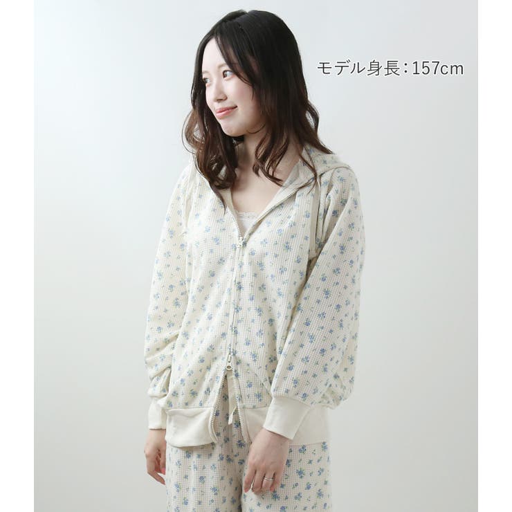 JEMORGAN レディース ワッフル花柄フルジップパーカ | BACKYARD FAMILY | 詳細画像2 