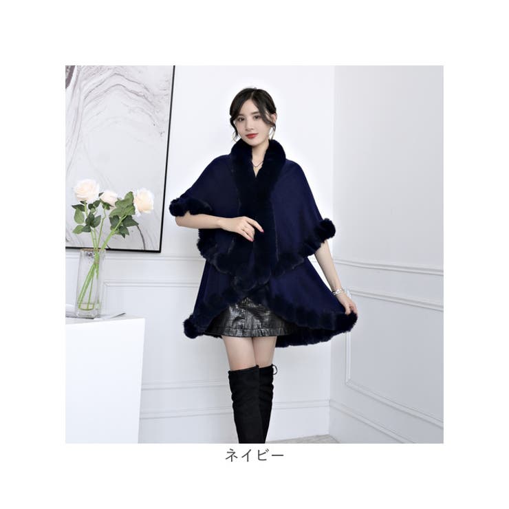 ★miumiu様★FENNEL⭐︎ファーポンチョ⭐︎ブラック フェンネル FENNEL ファーポンチョアウター （ブラック） -靴