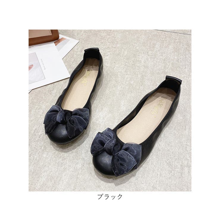 パンプス ぺたんこ リボン 歩きやすい mmrs103b[品番：BCYW0025575