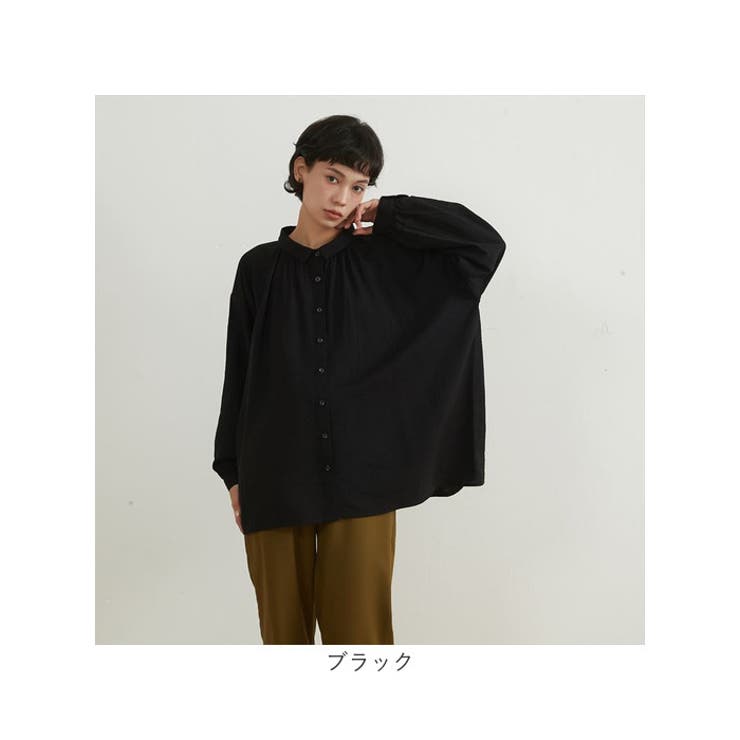 表面しわ感素材長袖ルーズフィットシャツブラウス | BACKYARD FAMILY | 詳細画像12 