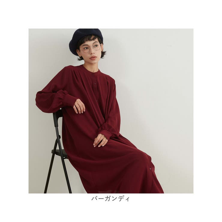 RED VALENTINO バーガンディ シャツワンピース タック長袖シャツワンピース[品番：BCYW0023952]｜BACKYARD FAMILY