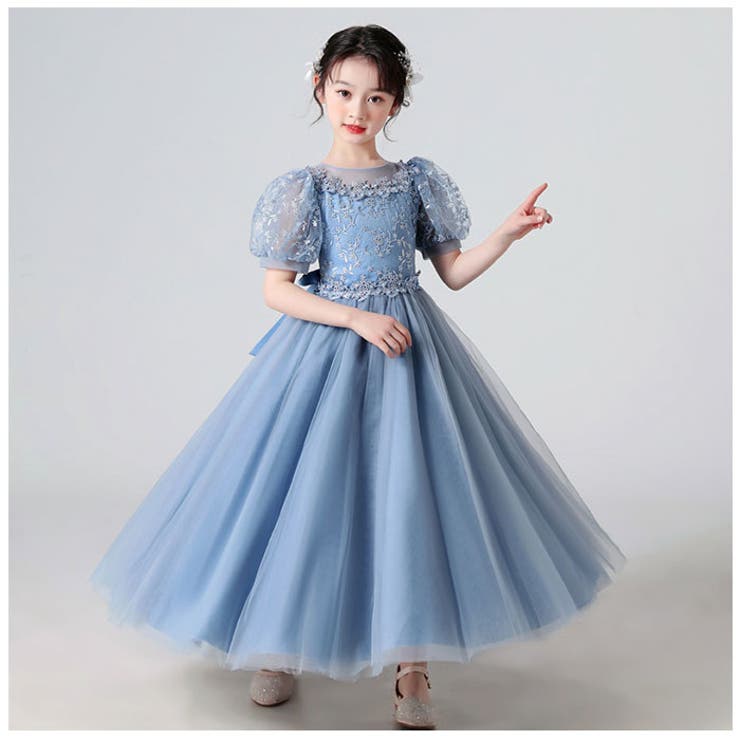 キッズ フォーマル ドレス パフスリーブ ロングxjformaldress10