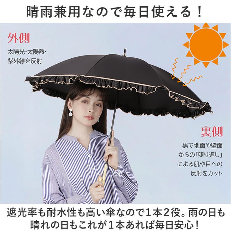 ショート丈日傘 完全遮光長傘 50cm 晴雨兼用[品番：BCYW0027503