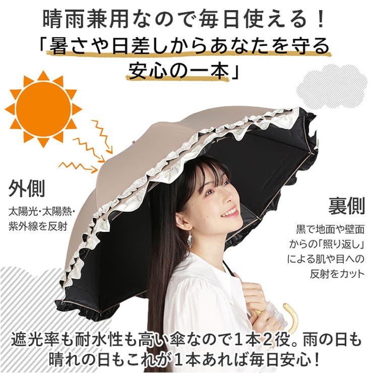 ショート丈日傘 長傘50cm 完全遮光 深張り仕様 晴雨兼用[品番：BCYW0027500]｜BACKYARD  FAMILY（バックヤードファミリー）のレディースファッション通販｜SHOPLIST（ショップリスト）