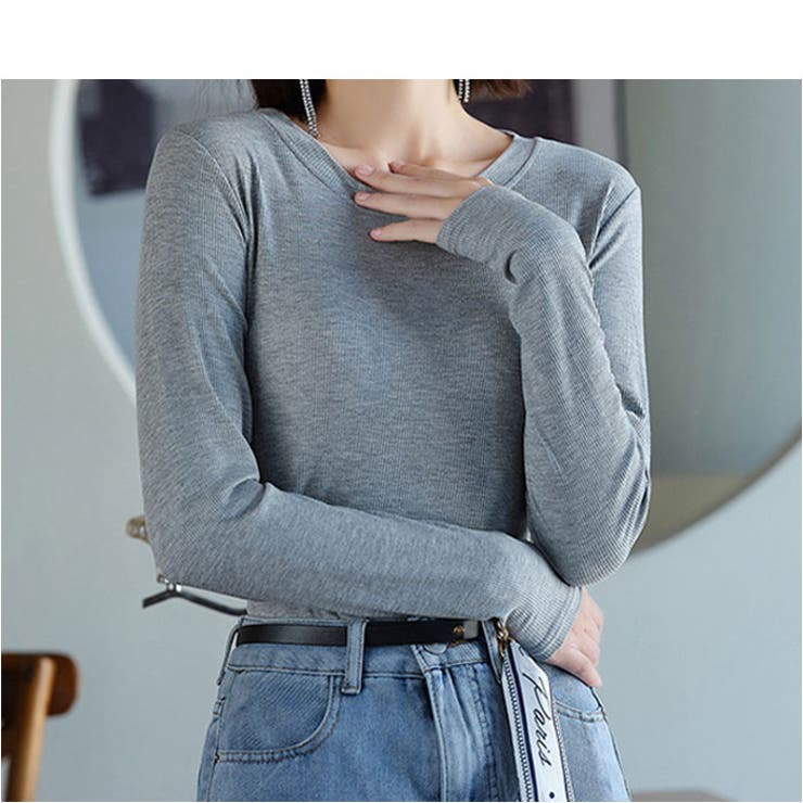 Tシャツ長袖カットソー長袖裏起毛ワッフルェイクレイヤードT