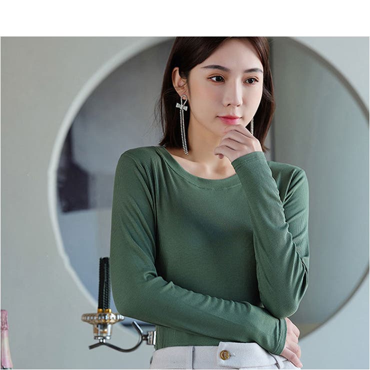 長袖Tシャツ インナー クルーネック レディース ylm3197[品番