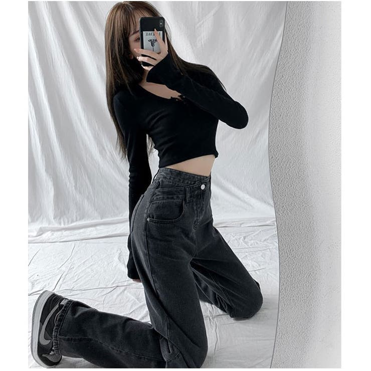 デニムパンツ ストレート レイヤード風 レディース おしゃれ デニムパンツ ストレート レイヤード風 レディース おしゃれ