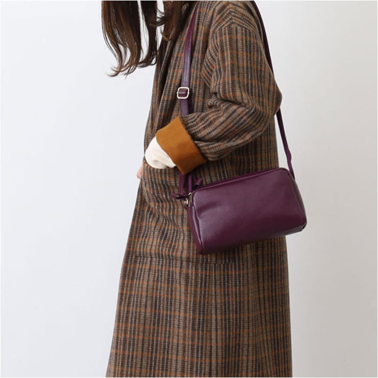 COOCO シュリンクレザー横型2層ショルダーバッグ[品番