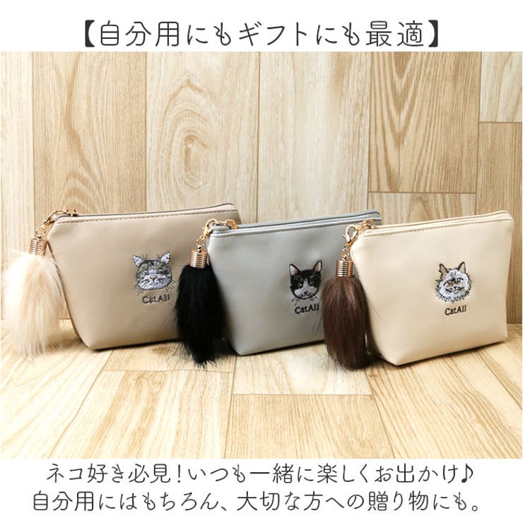 CA 舟形フェイス刺繍ポーチ[品番：BCYW0029320]｜BACKYARD