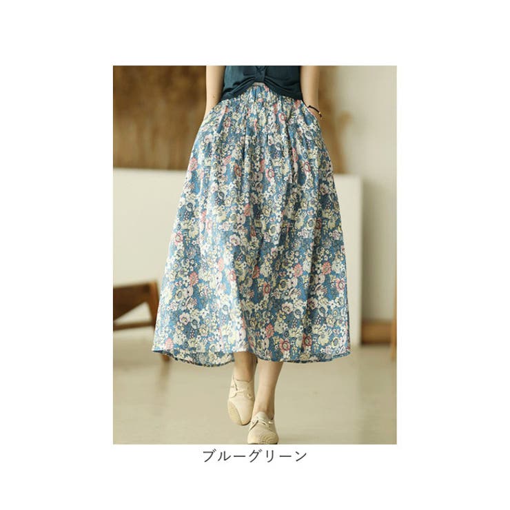 花柄スカート 体型カバー ウエストゴム mmfls328jj[品番：BCYW0029926  