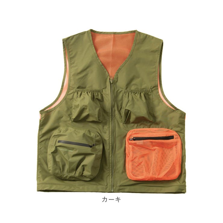 カーキ オシャレ 着るバッグ2WAY ベスト＆バッグ キャンプ CAMP アウトドア 釣り