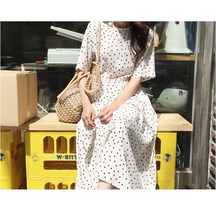 ドット柄 ワンピース 半袖[品番：BCYW0029987]｜BACKYARD FAMILY