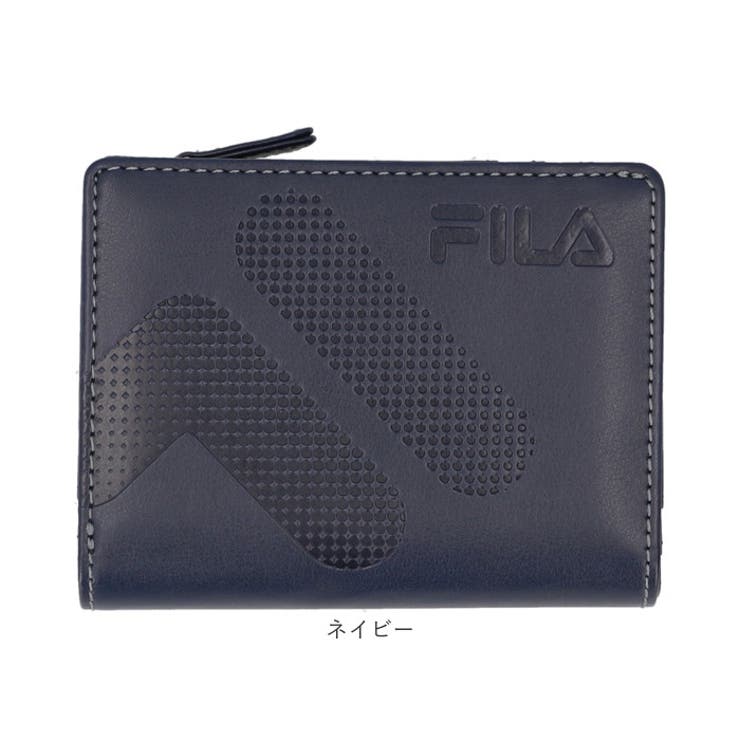 FILA ドットロゴ型押し ファスナー＆パスケース付き 2つ折り財布
