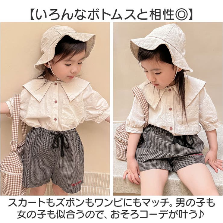 キッズ半袖シャツ セーラーカラー 半袖ブラウス[品番